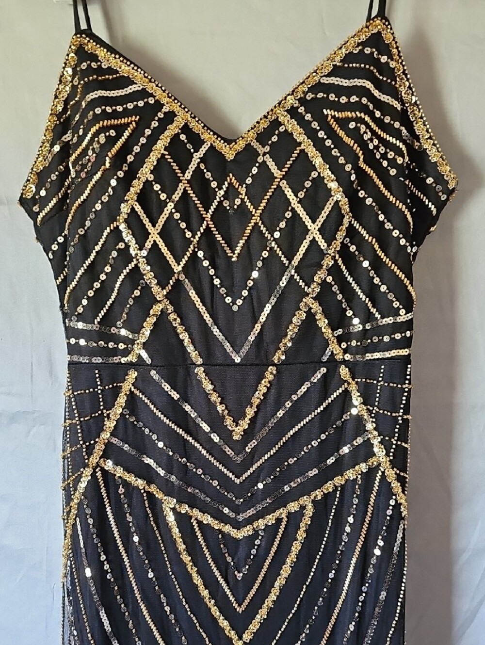 Gold-Embellished Black Evening Gown - image 7